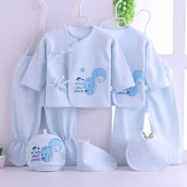 Seven-Piece Casual Baby Clothes Set Four-Season Wearable Underwear Newborn Full-Month Gift Box Animal Pattern Button Closure - Image 2