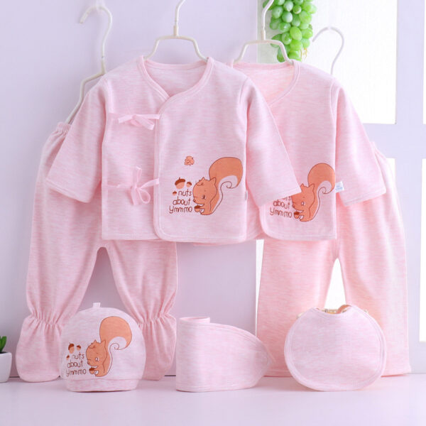 Seven-Piece Casual Baby Clothes Set Four-Season Wearable Underwear Newborn Full-Month Gift Box Animal Pattern Button Closure - Image 4
