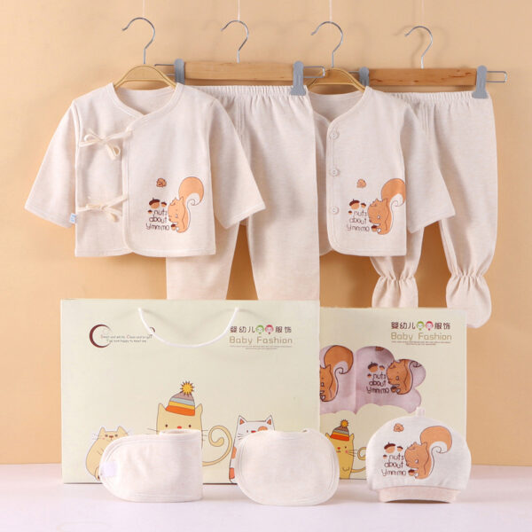 Seven-Piece Casual Baby Clothes Set Four-Season Wearable Underwear Newborn Full-Month Gift Box Animal Pattern Button Closure - Image 3
