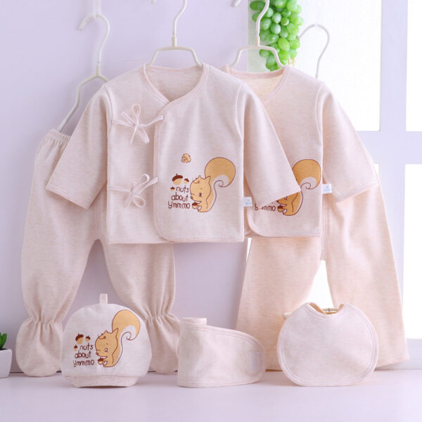 Seven-Piece Casual Baby Clothes Set Four-Season Wearable Underwear Newborn Full-Month Gift Box Animal Pattern Button Closure - Image 5